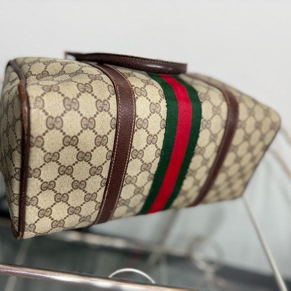 Gucci Cream and Brown Boston Bag with Iconic Design - Picture 15 of 16